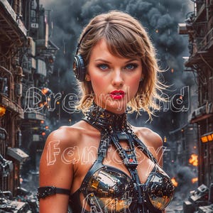 Taylor Swift-Inspired Art | Fantasy Cyberpunk Digital Download | 8x10 Print + 5x7 Character Backstory Download | Unique Décor Piece