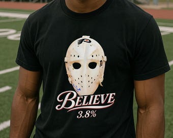Camiseta con máscara de hockey Believe 3.8%, camiseta para fans de Underdog, camiseta con probabilidades de playoffs, camiseta gráfica deportiva vintage, camiseta Believe, regalo para aficionados al hockey