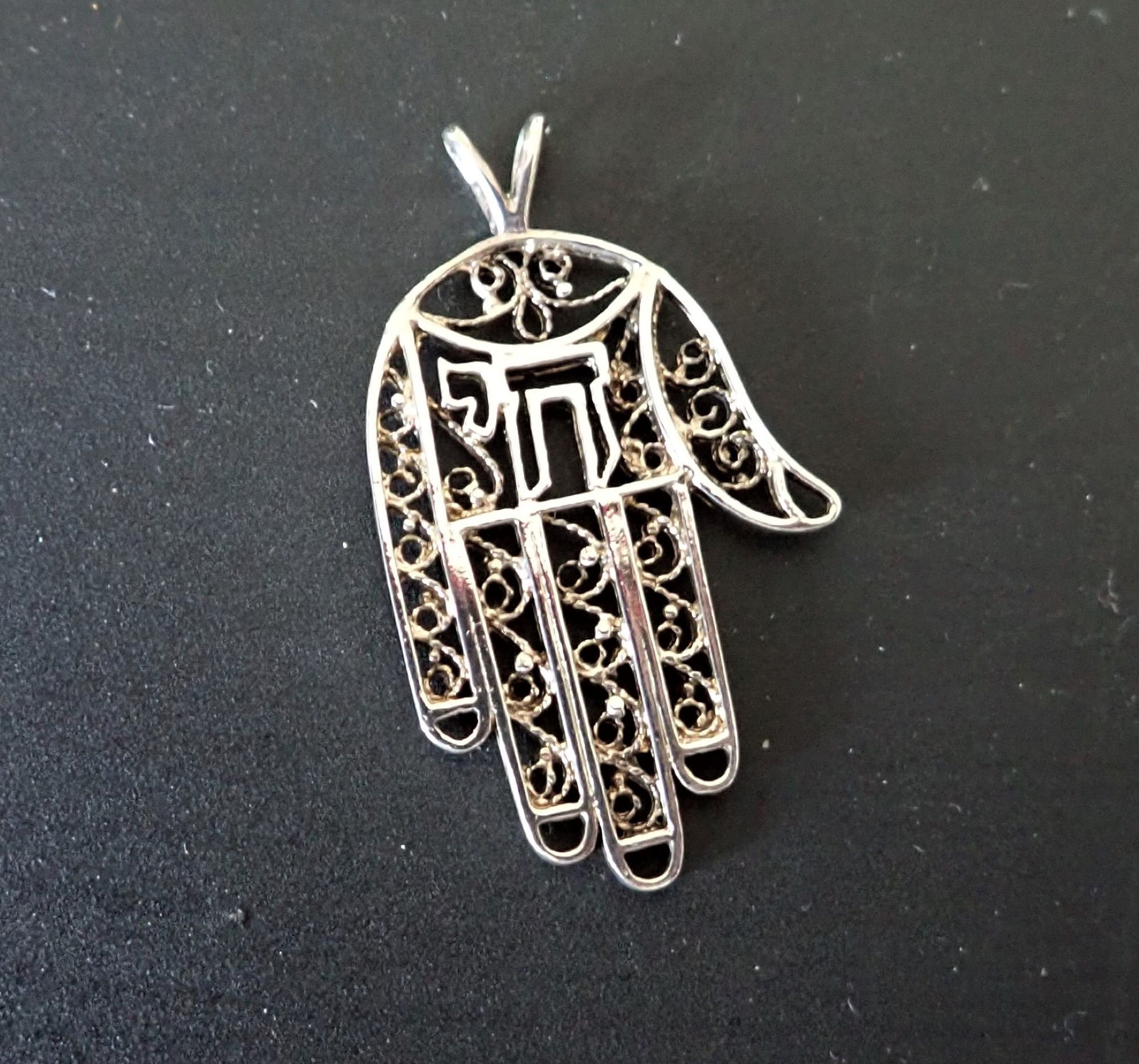 KABBALAH Chai HAMSA Sterling Silver charm amulet Genuine | Etsy