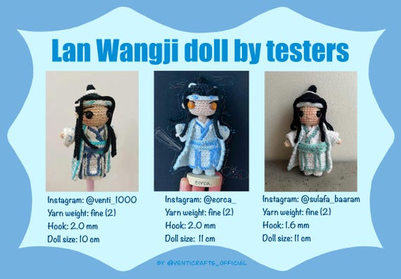 Lan Wangji Crochet Pattern PDF for Mo Dao Zu Shi Inspired Doll