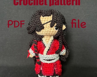 Hua Cheng haakpatroon pdf voor op Tian Guan Ci Fu geïnspireerde pop/sleutelhanger