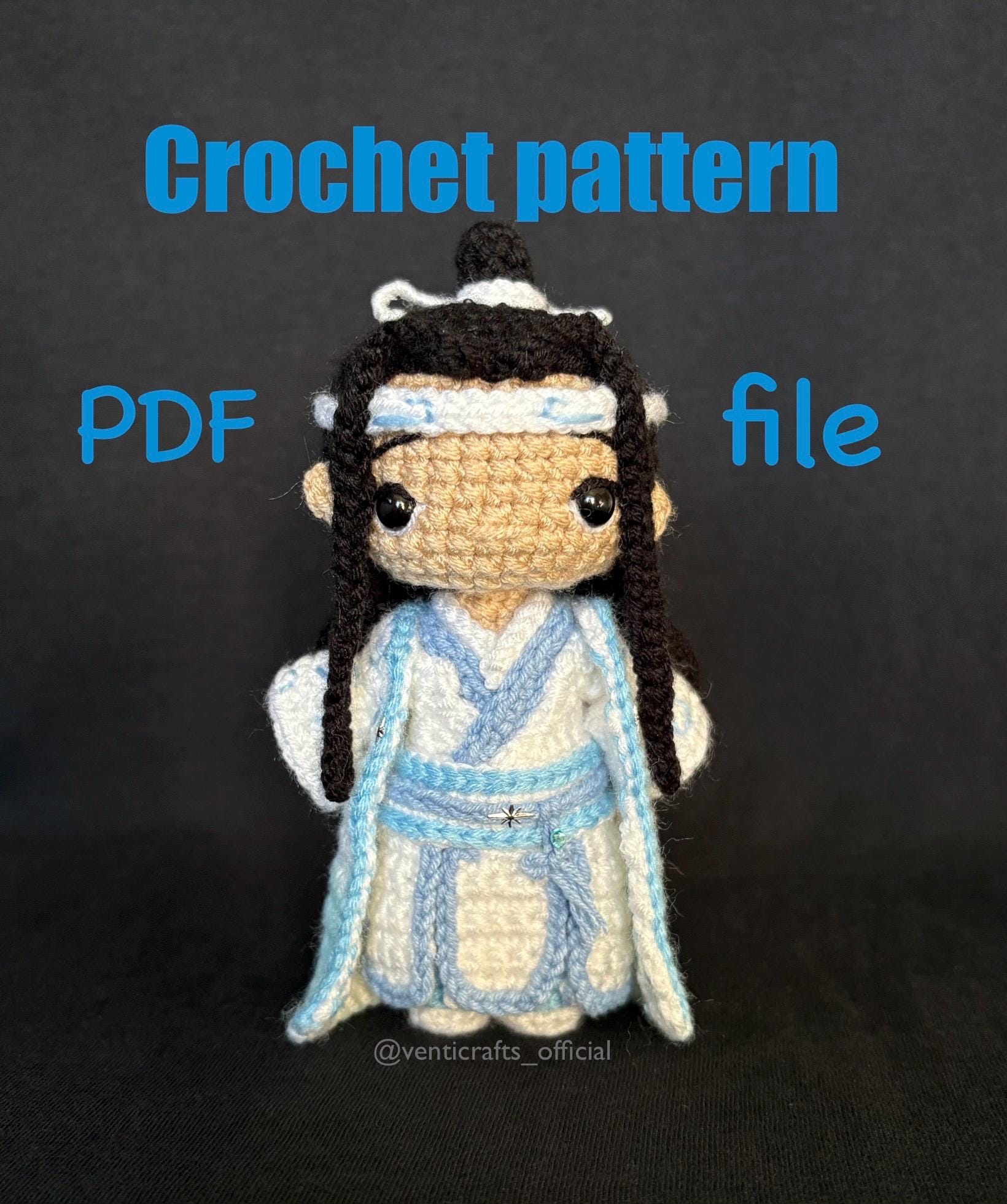 Lan Wangji Crochet Pattern PDF for Mo Dao Zu Shi Inspired Doll