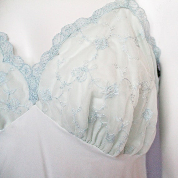 60's Van Raalte Light Blue Full Slip with Embroid… - image 6