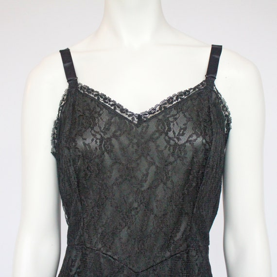 50s / 60's  Black All Lace Full Slip / Size 38 / … - image 4