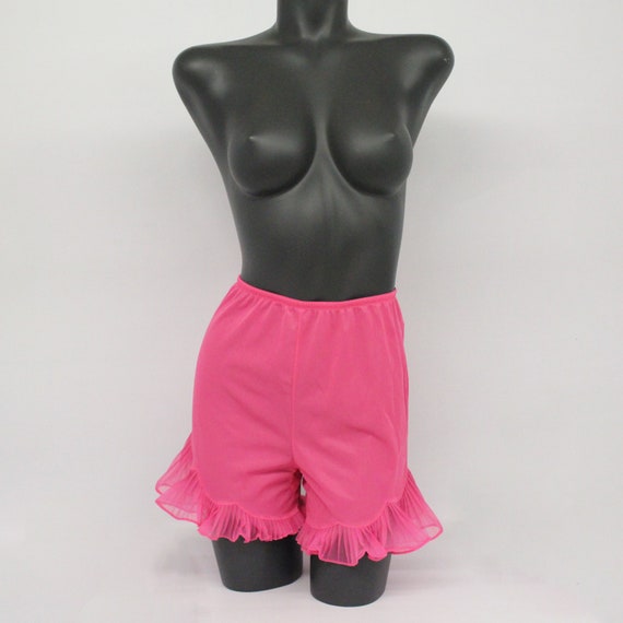 60's Hot Pink Nylon Pettipants with Sheer Pleated… - image 6
