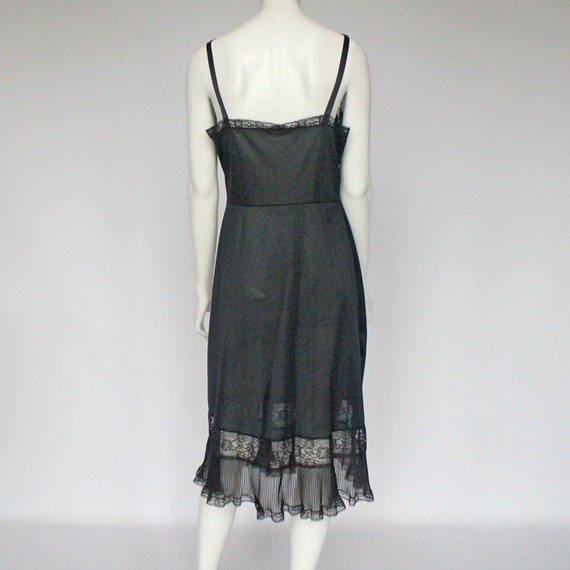 50's  Black Full Slip with Lace Trim and Crystal … - image 9
