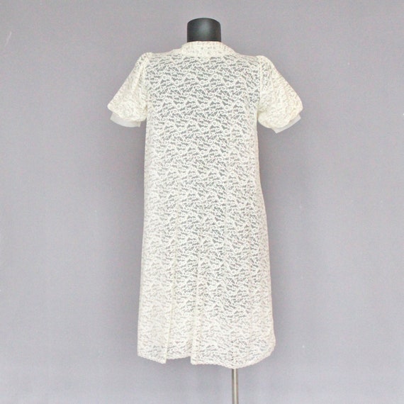 50's / 60's Lisette Ivory Antique White Lace Robe… - image 8