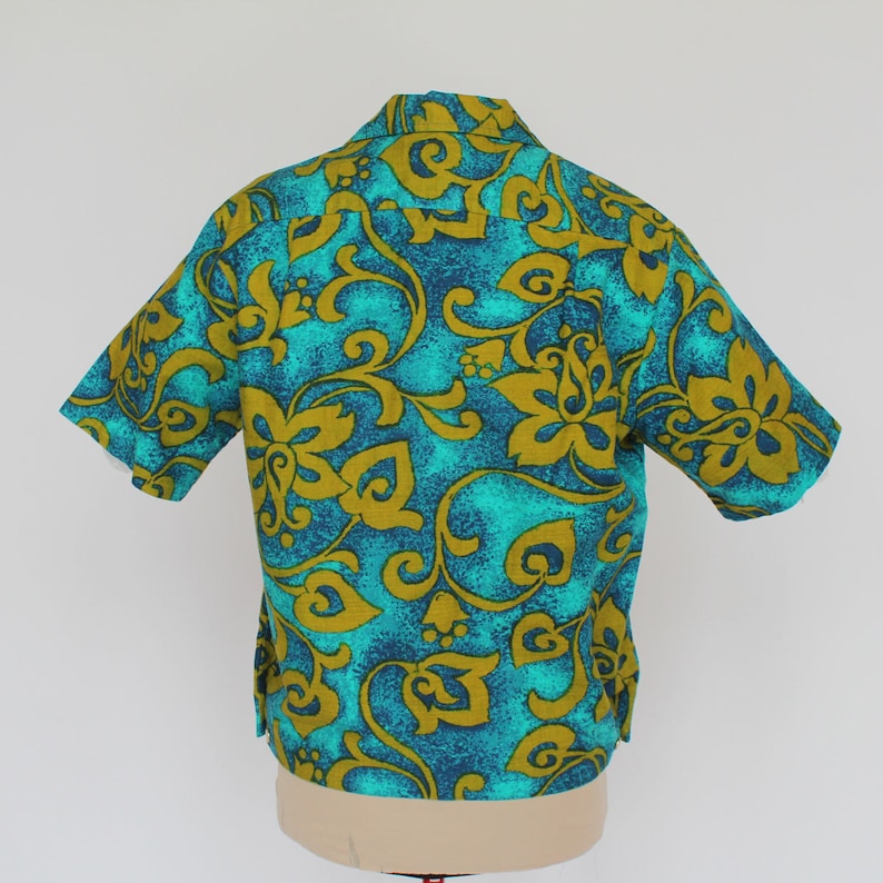 60/'s Men/'s Hawaiian Print Shirt Bark Cloth Short Sleeves Iolani Hapa Jac Medium