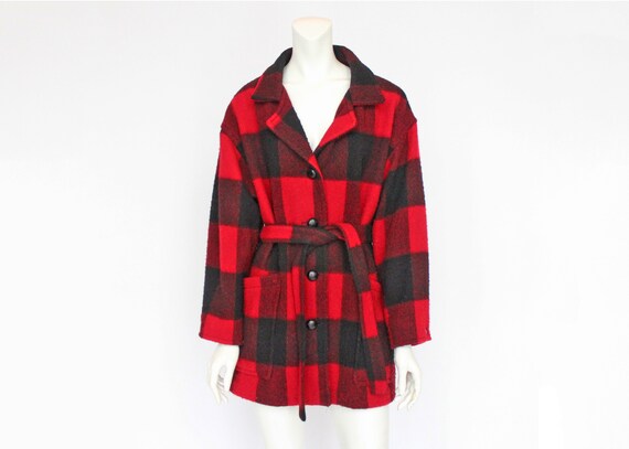 Vintage Woolrich Red and Black Buffalo Plaid Belt… - image 1