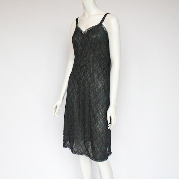 50s / 60's  Black All Lace Full Slip / Size 38 / … - image 2