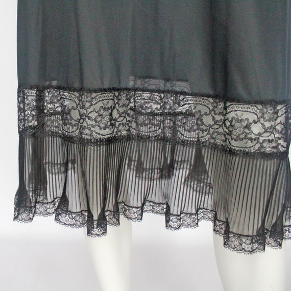 50's Black Full Slip with Lace Trim and Crystal Plea… - Gem