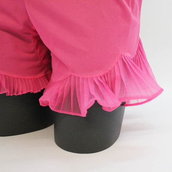 60's Hot Pink Nylon Pettipants with Sheer Pleated… - image 4