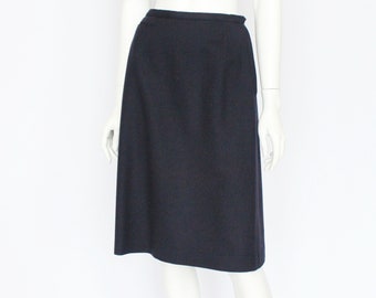 60's Vintage Navy Blue Skirt / Quality Lined Wool Skirt / Small / 26" Waist