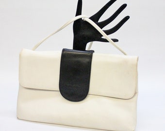 SALE Vintage Navy and White  Envelope Shoulder Bag / Mod Bag / Perry Ellis America