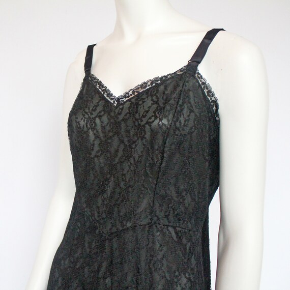50s / 60's  Black All Lace Full Slip / Size 38 / … - image 6