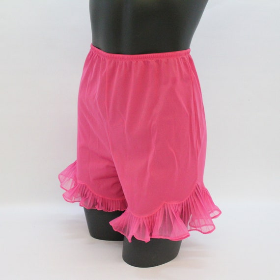 60's Hot Pink Nylon Pettipants with Sheer Pleated… - image 1