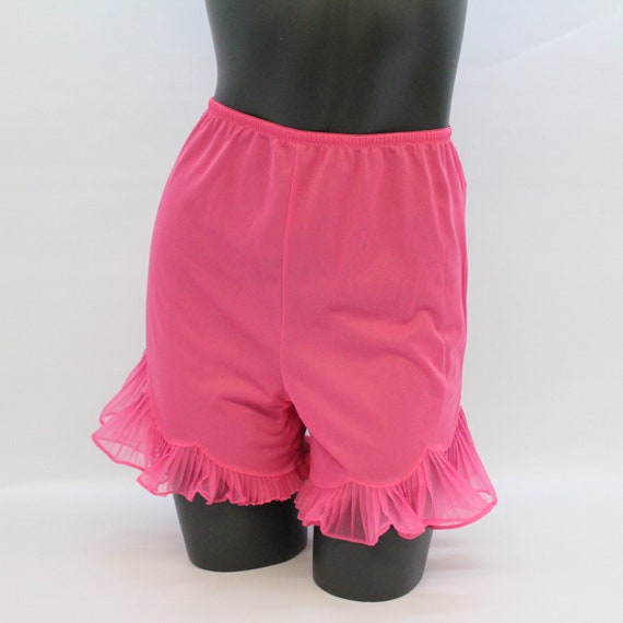 60's Hot Pink Nylon Pettipants with Sheer Pleated… - image 2