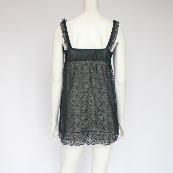 60s Olga Mini Black Lace Nightgown with Bra / Bab… - image 9