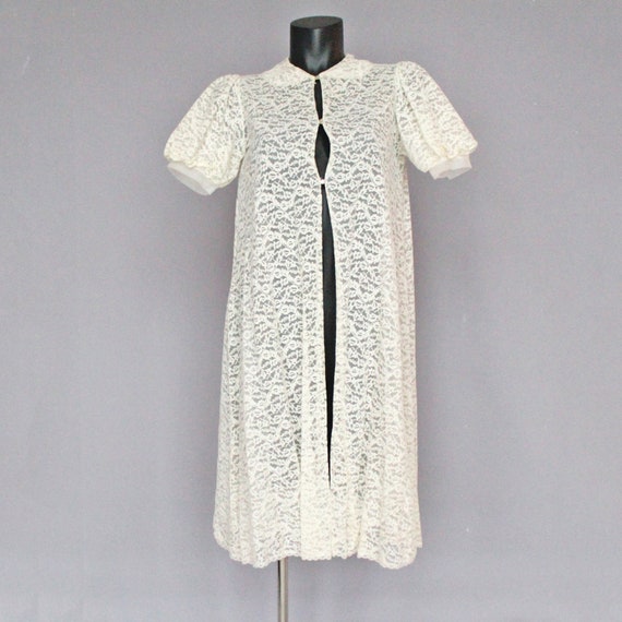 50's / 60's Lisette Ivory Antique White Lace Robe… - image 5