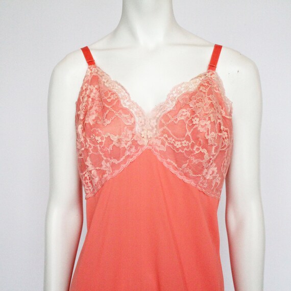 60's Artemis Full Slip with Lace Trim / Coral / S… - image 4