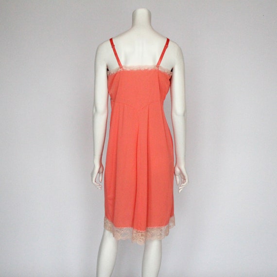 60's Artemis Full Slip with Lace Trim / Coral / S… - image 9