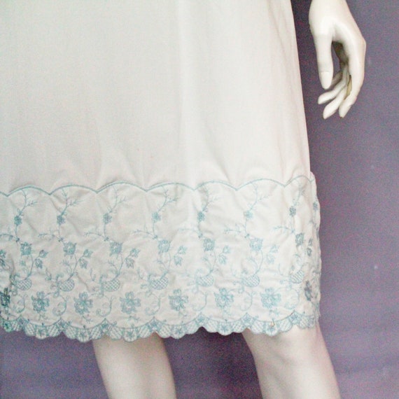 60's Van Raalte Light Blue Full Slip with Embroid… - image 7