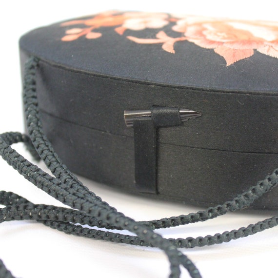 Small Vintage Black Satin Box Purse with Mirror /… - image 7