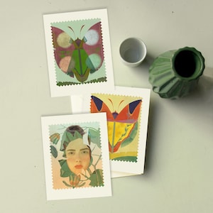 Handgefertigte Frühling Grußkarten - Set mit 6 Vintage Inspirierten Karten & Umschlägen | Leere Innenseite für Frühlingsgrüße und spezielle Notizen