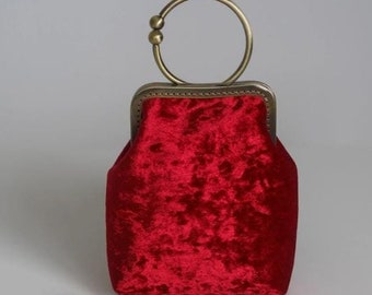 Rote Geldbörse - Vintage-Stil Geldbörsen für Frauen, kleine Damenhandtasche, Metallrahmen-Tasche, Umhängetasche, Brauttasche, Abend-Partytasche