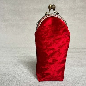 Red Glasses Case - sun glasses case, soft glasses case, reading glasses case, glasses pouches, vintage kisslock style, metal kiss lock frame