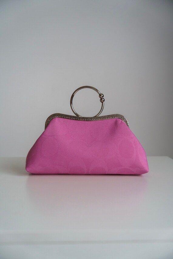 Large Kiss Lock Pink Purse Metal Frame Handbag for Women Vintage Shoulder Bag Evening Ladies Bag Kiss Clasp Fabric Bag Etsy