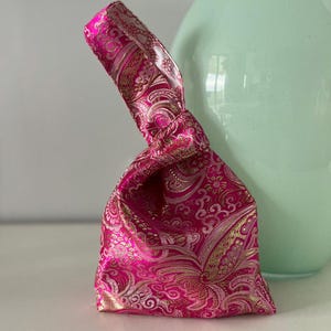 Sac noeud japonais - Sac à main à imprimé floral, sac rose vif, sac de mariage, sac de fête, occasion spéciale, sac simple et élégant