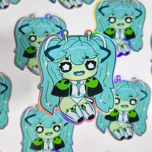 Alien Hatsune Miku Holographic Sticker: Water-Resistant Vinyl Glorp Miku Alien Miku