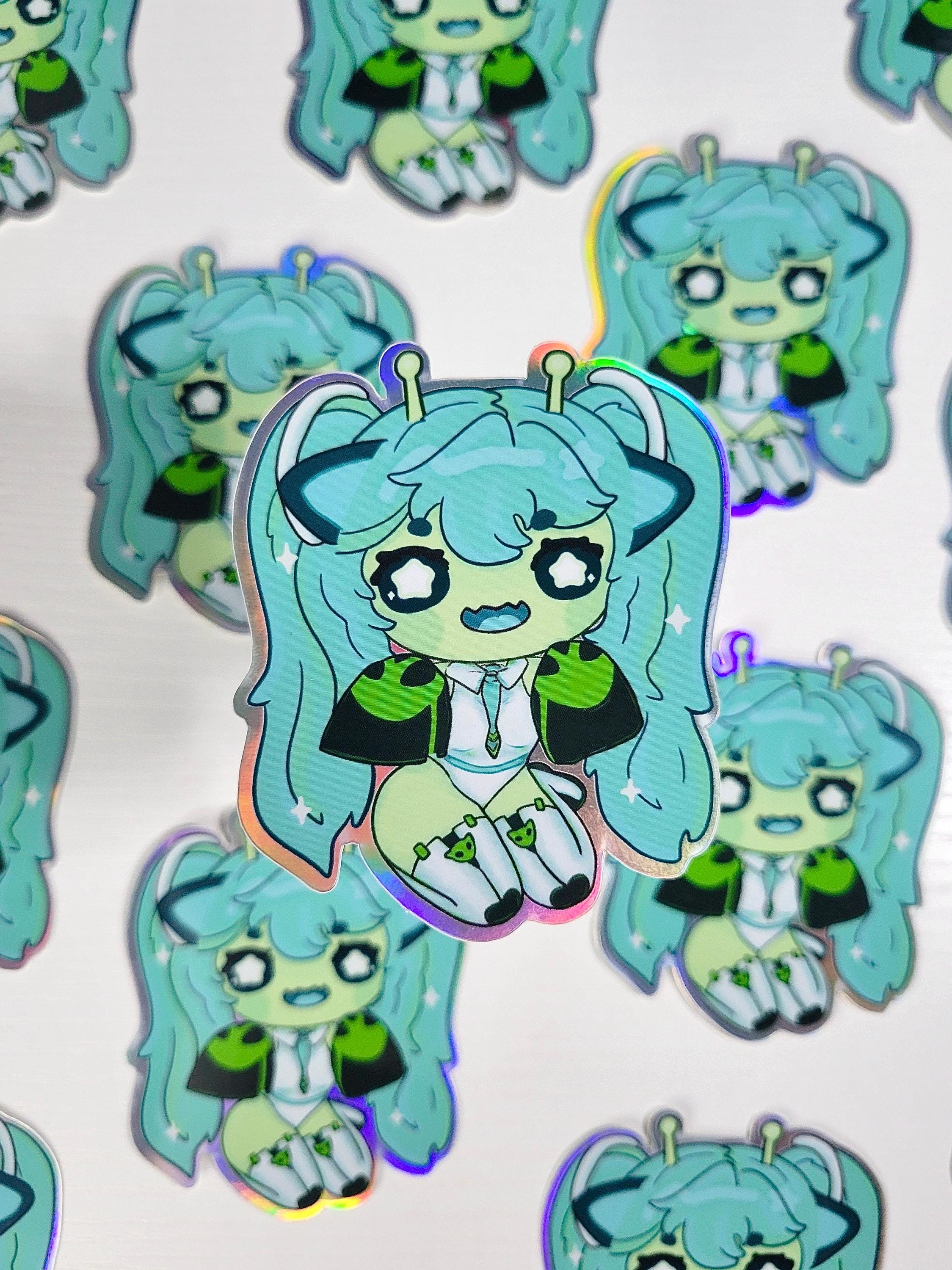 Alien Hatsune Miku Holographic Sticker: Water-resistant Vinyl