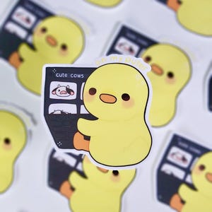 On my puter Sticker | Puter silly duck sticker | cute animal sticker