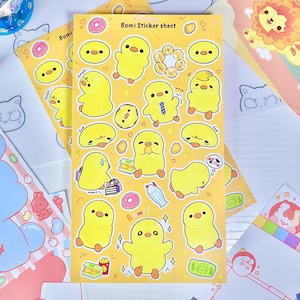 Bomi Sticker Sheet | silly chick duck sticker sheet | cute animal planner sticker sheets