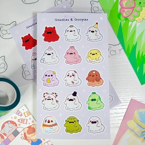 Stickervel Ghosties & Goopies | stickervel gekke geest | schattige stickervellen
