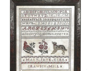 The Scarlet House "Mary Jane Kerr 1876" Cross Stitch Sampler Chart