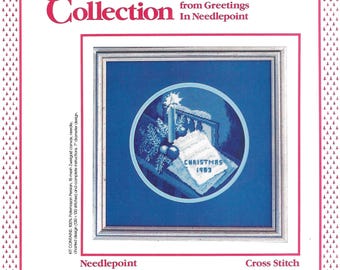 RARE! Greetings in Needlepoint "Carols By Candlelight" 1983 Christmas Plate Collection Cross Stitch/Needlepoint Chart