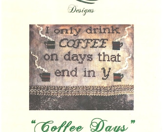 RARE Mountain Aire Designs "Coffee Days" Cross Stitch Chart