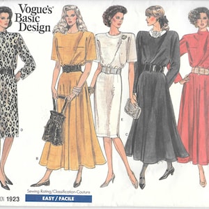 Vogue #1923 &quot;Basic Design&quot; Easy Women&#39;s Dress w/5 Styles Sewing Pattern Sizes 14-16-18 UNCUT