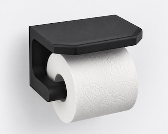 Modern Toilet Paper Holder with Shelf | Wall Mounted TP Holder | Bathroom Organizer Shelf