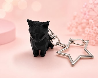 20 Piece Low Poly Cat Keychain Bulk Set| Black Cat Star Keyring | Cute Cat Bag Charm | Geometric Cat Keychain | Cat Lover Gift