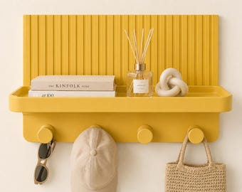 Modern Entryway Wall Organizer with Shelf and Hooks