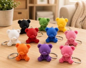 20 Piece Mini Teddy Bear Keychain Bulk Set | Colorful Bear Keyrings | Cute Bag Charms | Party Favors | Classroom Prizes