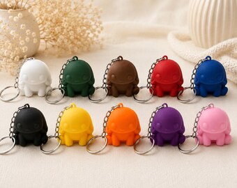 20 Piece Mini Turtle Keychain Bulk Set | Colorful Turtle Keyrings | Cute Sensory Bag Charms | Party Favors | Classroom Prizes