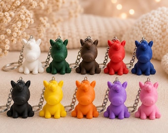 20 Piece Mini Horse Keychain Bulk Set | Colorful Horse Keyrings | Cute Bag Charms | Party Favors | Classroom Prizes