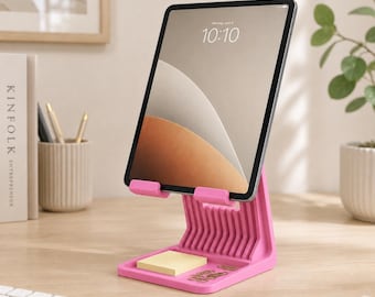 Tablet Stand With Storage Tray | Desk Tablet Holder | iPad Stand Organizer | Office Desk Accessory | Phone and Tablet Display Stand