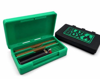 Blaze Box Pre-Roll & Lighter Storage Case | Compact Travel Smoke Box | Fits 2 Pre-Rolls or 1 Pre-Roll + Bic Lighter Slot | Multiple Colors