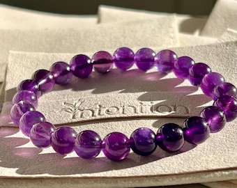 Amethyst Crystal Bracelet, Healing Crystal Jewelry, Gemstone Bracelet, Christmas Women Gift for Her, Calming Crystal, Health Crystal